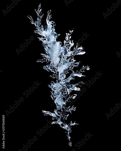 water in dynamic motion, isolated on black background for commercial use.