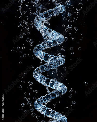 water in dynamic motion, isolated on black background for commercial use.