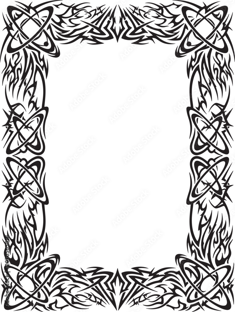 Obraz premium The ornate Gothic Borders frame showcases intricate Celtic knotwork designs on a blank white background.