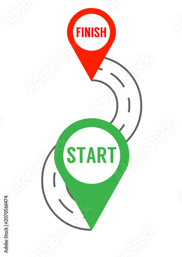 Infographic Road Map Concept with Green Start Button and Arrow