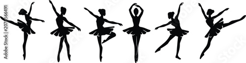 Foto Collection of elegant ballerina silhouettes dancing in various classical poses i