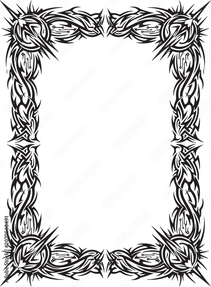 Obraz premium An intricate Gothic Borders illustration depicts twisted floral patterns.