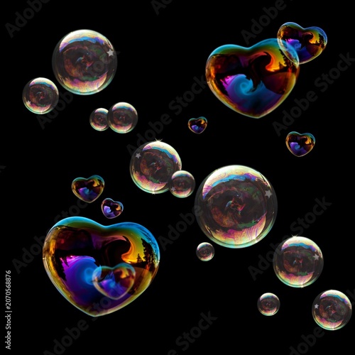 Canvastavla Transparent Soap Bubble Sphere Floating in Dark Space, Purity and Fragility of E