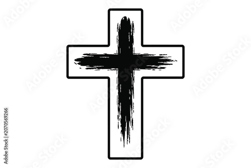 Black sketch cross with brush stroke effect