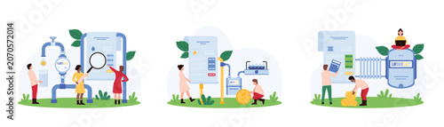 Slika na platnu Utility bill payment set