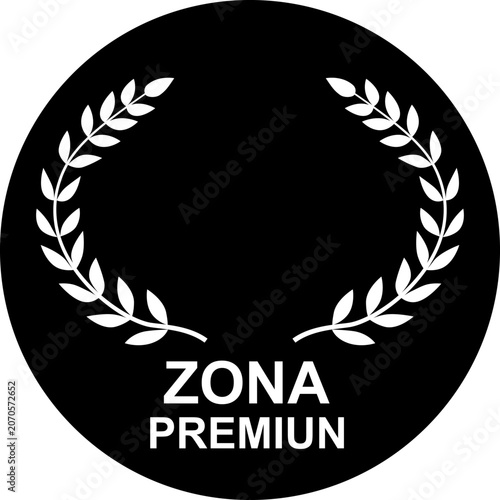Premium zone black round badge with laurel wreath, exclusive vip parking symbol with letter P, luxury quality logo isolated on white