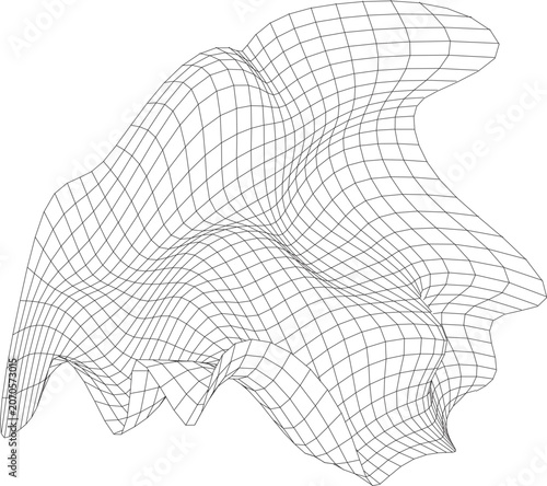 Complex Wireframe Network Surface Abstract Geometry Background.