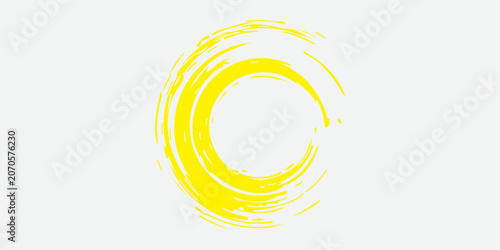 Circle brush stroke vector isolated on white background. yellow enso zen circle brush stroke.For stamp,seal, ink and paintbrush design template. Sun grunge hand drawn circle shape, vector illustration