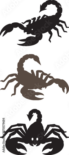 Obraz na plátne Scorpion silhouette vector set with claws and stingers for tattoo design and log