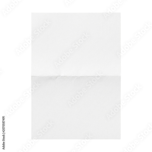 Foto Blank white paper sheet with horizontal center fold crease