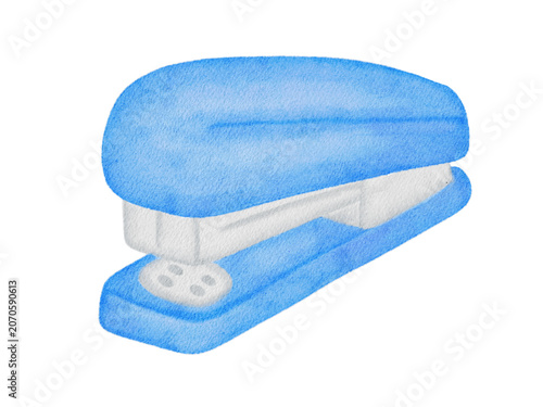 Cuadro en lienzo Blue Watercolor Stapler Illustration