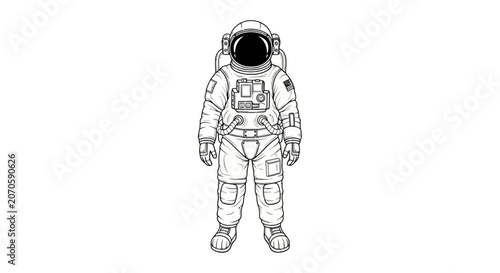 Astronaut in Space Suit Standing.