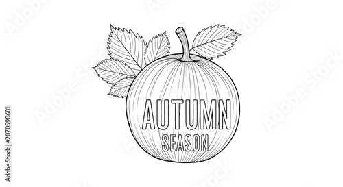 Autumn Apple with Leafy Stem.