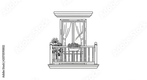 Balcony Railing with Decorative Plants.
