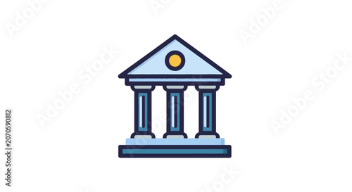Bank Building Icon with Columns.