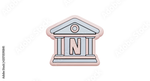 Bank Building Icon With Columns.