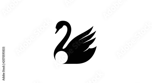 Fotografie Minimalist black swan icon isolated on white background