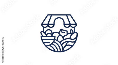 Fotografi Stylized illustration of a market stall filled with fresh produce