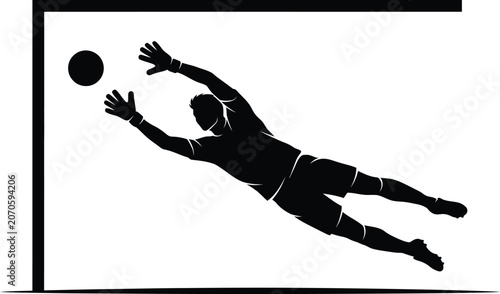 Football world cup 2026 goalkeeper dive silhouette sports illustration for tournament branding
