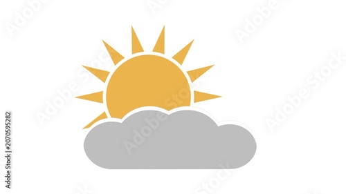 Moving cloud with spinning sun animation