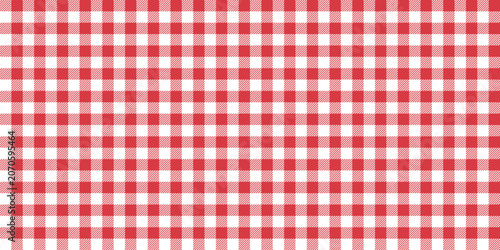 Red and White Gingham Checkered Pattern Vector Background, Seamless Picnic Plaid Textile Design