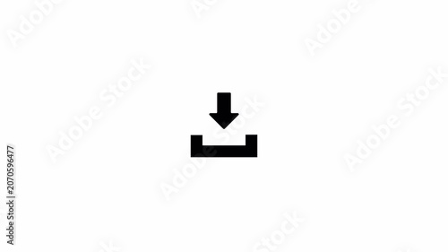 Downloading bar complete animation, Circular black and white download button animation, downward pointing arrow motion graphic, app download screens,downloading icon sign button with  check mark.