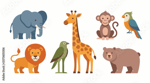 A colorful illustration of eight animals (3)