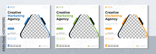 Fotografía Creative marketing agency triptych business social media post design