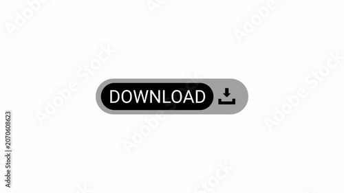 Downloading bar complete animation, Circular black and white download button animation, downward pointing arrow motion graphic, app download screens,downloading icon sign button with  check mark.