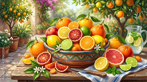 Abundant citrus fruit still life with oranges limes and blood oranges