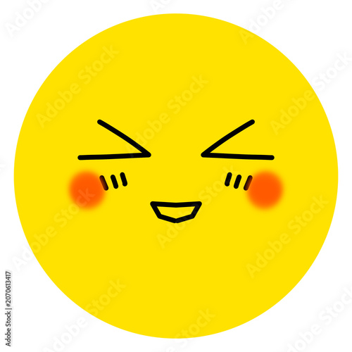 Simple yellow circle emoji icon, cute cartoon avatar with expressive face emotion for social media vector style, Vol. 7