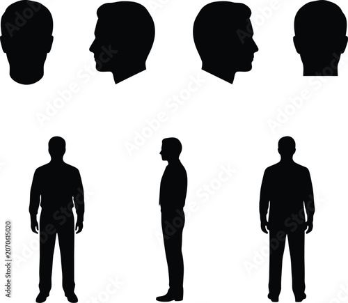 Photos Black male human silhouettes in business casual attire for graphic illustration