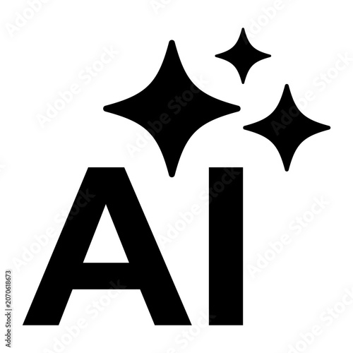 AI generate icon Artificial intelligence technology machine symbol Generate AI sparkle star element template illustration design