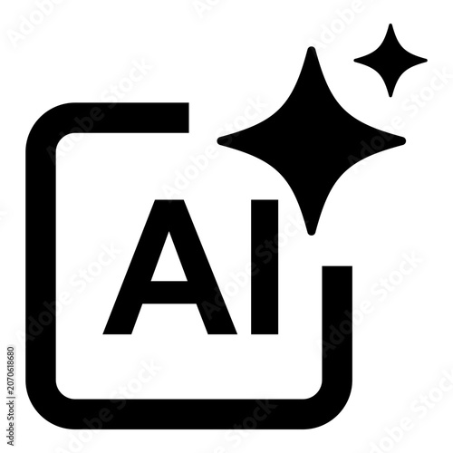 AI generate icon Artificial intelligence technology machine symbol Generate AI sparkle star element template illustration design