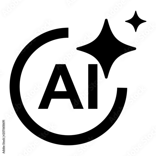 AI generate icon Artificial intelligence technology machine symbol Generate AI sparkle star element template illustration design