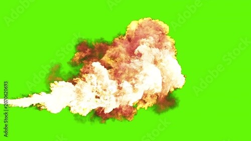 Flamethrower Flame on a Green Screen Background, 3d Animation. 4K