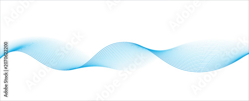 Abstract light blue flowing wave lines pattern on white background. horizontal glowing blue line symbol. vector illustration.