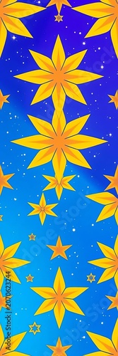 Seamless design featuring a stylized star pattern against a blue sky, shine, design