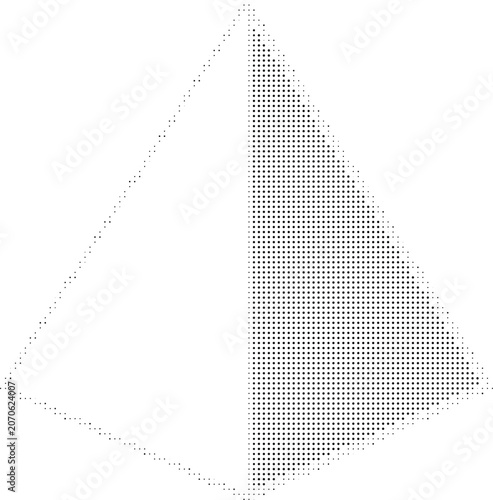 Abstract minimalist optical art background with dotted lines creating a triangular shape against a checkered backdrop.