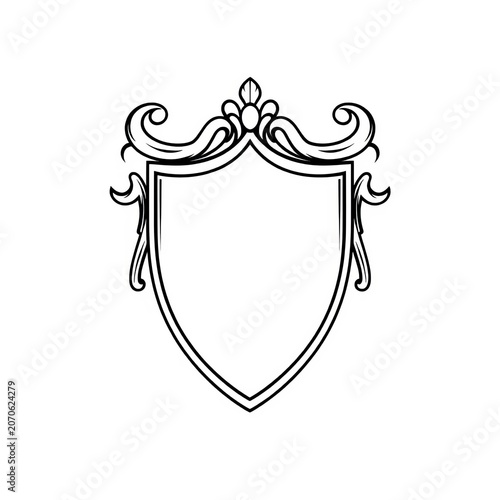 Vector outline template for heraldic shield design, classic style, outline, template