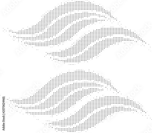 Abstract op art background with dotted lines creating two opposing wave-like patterns against a checkered backdrop.