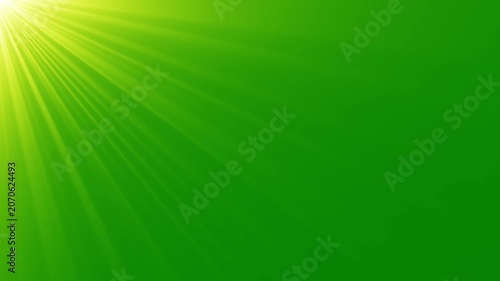 Top Right Sun Rays with Golden Lens Flare on Green Screen, Shining Light Beam Overlay, Optical Glow Effect, Alpha Channel Chroma Key Cinematic Animation 4K