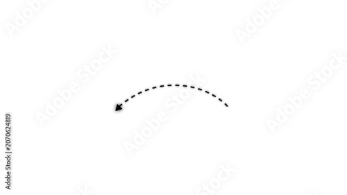 Animated dotted arrow pointing left side loop animation. Left arrow direction icon with dotted line animation. 4k. 