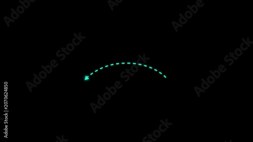 Animated dotted arrow pointing left side loop animation. Left arrow direction icon with dotted line animation. 4k. 