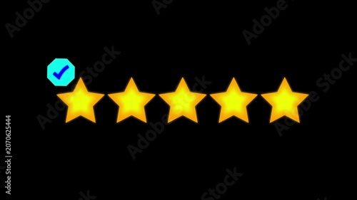Abstract Special with rating star icon concept animation. Golden glowing five star symbol animation on dark background. 