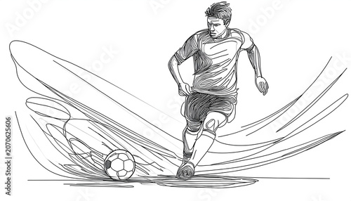 Abstract one line drawing and continue for the sport, football