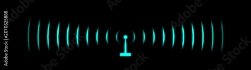 Sustainable Digital Radio station signal tower concept icon. Internet network net connection icon logo. Abstract Radio waves waves background. 4k. 