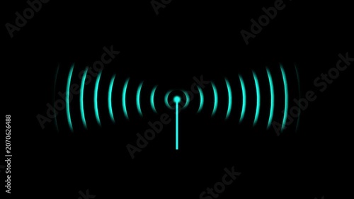 Abstract Radio station signal tower concept icon. Internet network net connection icon. Sustainable Radio waves waves background. 4k video.