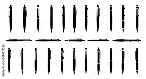 Bild auf Leinwand Collection of black pen silhouettes in various orientations
