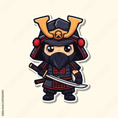 Japanese Samurai Warrior Mascot Vector Logo Design